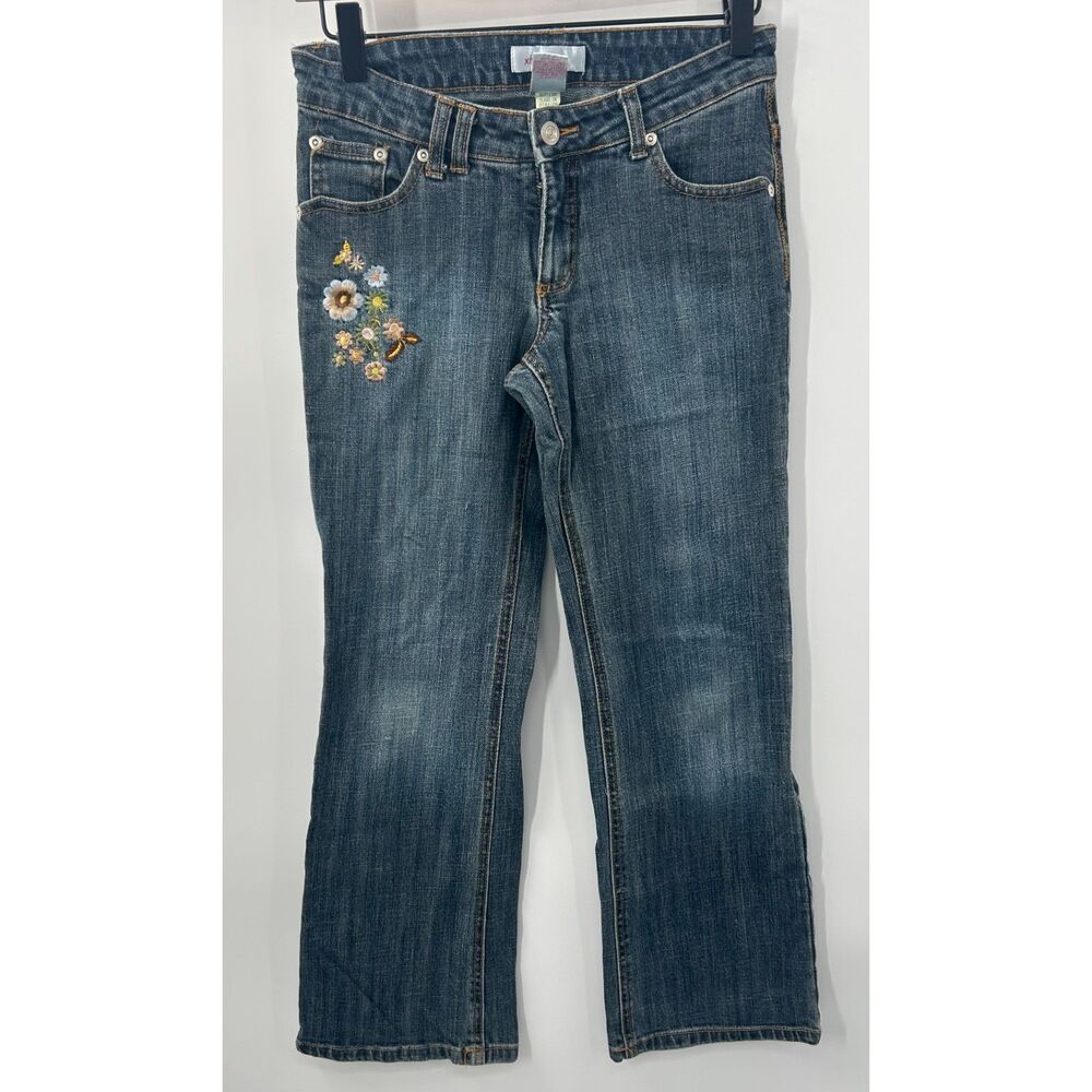 Vintage Xhilaration size 12 y2k Jeans Embroidered Sequin Flower Denim